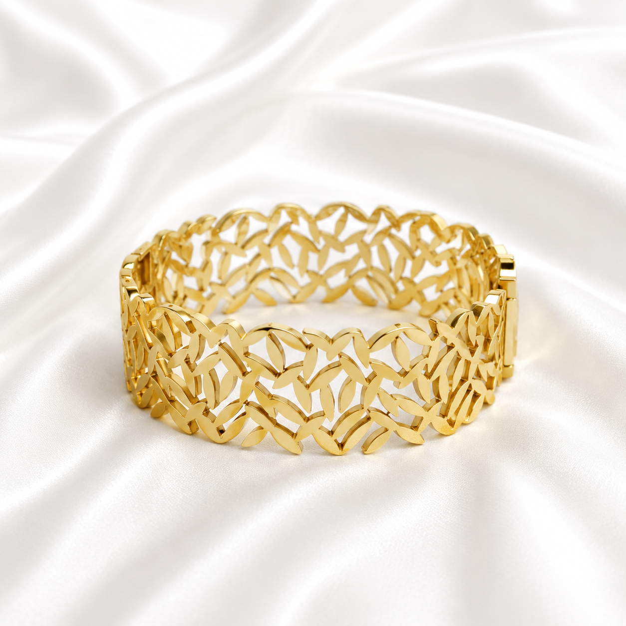Royal Weave Gold Bangle with Intricate Openwork Design and Luxury Gold Finish by ZenviraLuxe