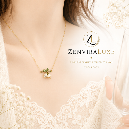 ZenviraLuxe Elegant Floral Pearl Necklace Gold Plated Stainless Steel