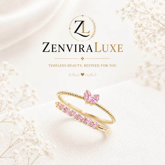 Pink Butterfly Crystal Adjustable Ring by ZenviraLuxe