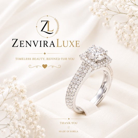 Crystal Halo Statement Ring with sparkling center stone by ZenviraLuxe