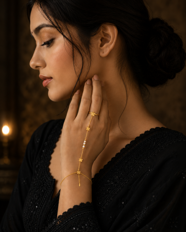 Gold Butterfly Pearl Hand Chain