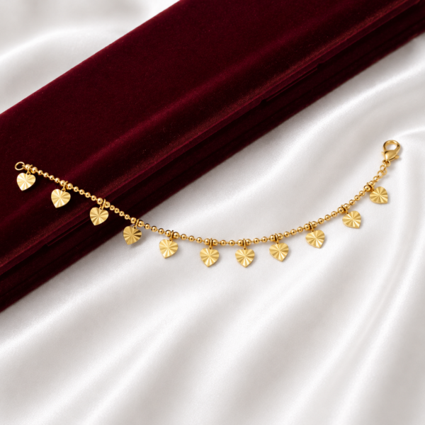 Gold Heart Charm Anklet