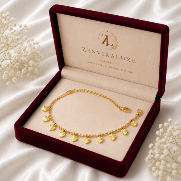 Gold Heart Charm Anklet