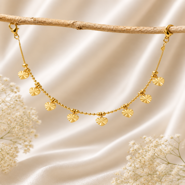 Gold Heart Charm Anklet
