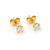 Elegant Clear Crystal Gold Plated Stainless Steel Stud Earrings for Women
