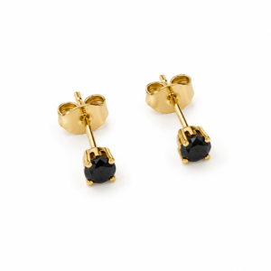 Elegant Black Stone Stainless Steel Stud Earrings for Women