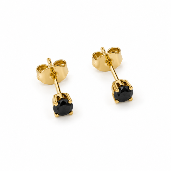 Elegant Black Stone Stainless Steel Stud Earrings for Women