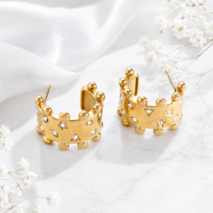 Elegant Gold Plated Crystal Hoop Earrings for Women