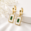 Emerald Pearl Drop Hoop Earrings