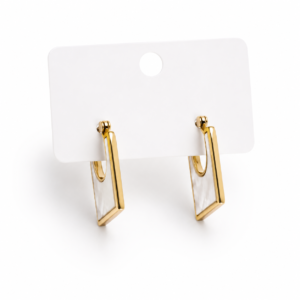 Elegant Gold Plated Mother of Pearl Rectangle Hoop Earrings for Women