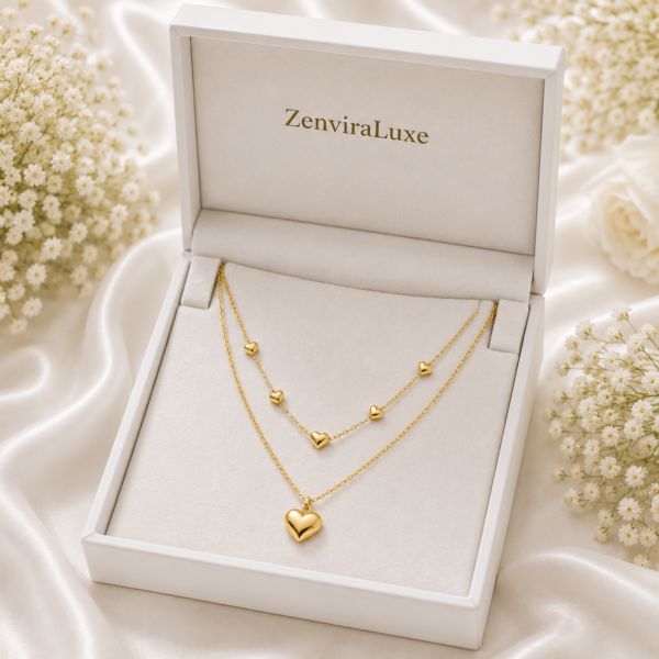 Gold Heart Layered Necklace | Stainless Steel | Gift for Women