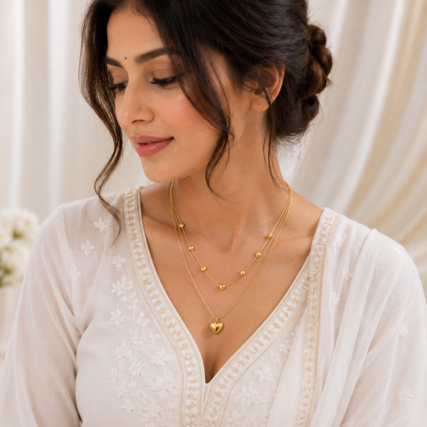 Gold Heart Layered Necklace | Stainless Steel | Gift for Women
