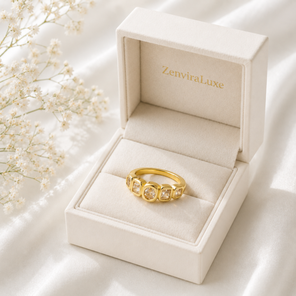 Elegant Crystal Gold Ring