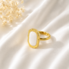 Elegant White Stone Gold Plated Stainless Steel Ring for Women