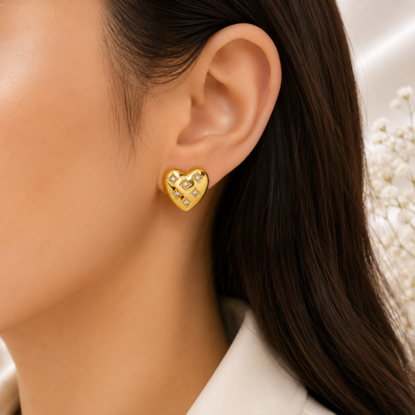 Crystal Heart Stud Earrings