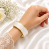 1 (1) ZL 03750600 White Pearl Gold Cuff Bangle for Women