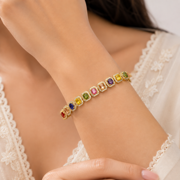 1 (1) ZL 095001200 Multi Color Square Zircon Bracelet