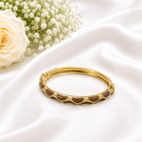 1 (11) ZL 030005500 Brown Enamel Gold Bangle for Women