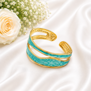 1 (11) ZL 03750600 Turquoise Enamel Open Cuff Bangle for Women