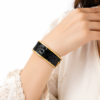 1 (14) ZL 03750600 Black Enamel Hammered Open Cuff Bangle for Women