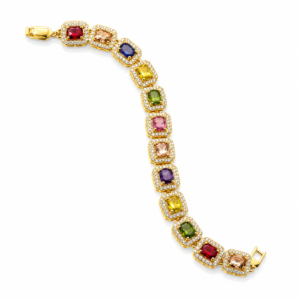 1 (2) ZL 095001200 Multi Color Square Zircon Bracelet