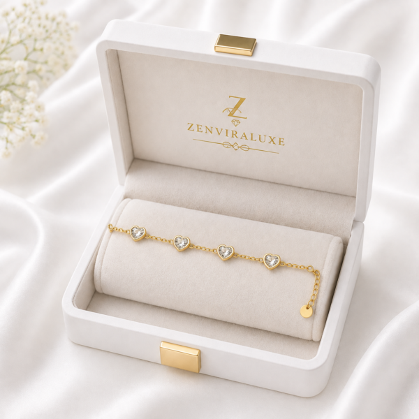 1 (2) Zl 03000550 Crystal Heart Gold Bracelet