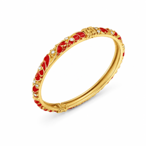 1 (20) ZL 030005500 Red Enamel Crystal Gold Bangle for Women