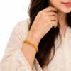 1 (21) ZL 030005500 Orange Green Enamel Leaf Gold Bangle for Women