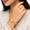 1 (3) ZL 0130001800 Gold Zircon Floral Bangle and Ring Set for Women
