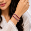 1 (3) ZL 01550020000 Premium Ruby Red Zircon Bangle Set for Women featuring rich red stones, sparkling zircon detailing and an elegant silver-tone finish. Perfect for weddings, parties and festive occasions.