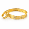 1 (4) ZL 0130001800 Gold Zircon Floral Bangle and Ring Set for Women