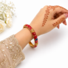 Red Blue Floral Enamel Gold Bangle for Women