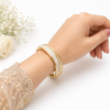 1 (7) ZL 03750600 White Pearl Double Band Gold Bangle for Women
