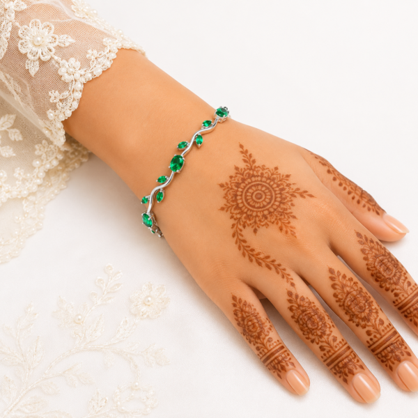 (10) ZL 04800650 Green Stone Leaf Bracelet