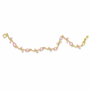 (12) ZL 04800650 Pink Stone Leaf Bracelet