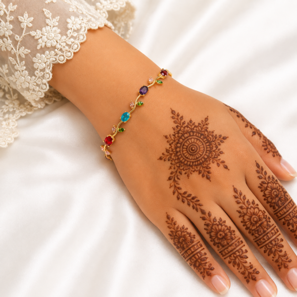 (13) 04800650 Multi Color Stone Leaf Bracelet