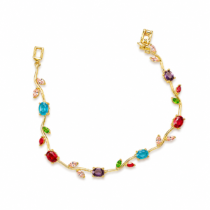 (14) 04800650 Multi Color Stone Leaf Bracelet