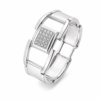 (1)ZL02250400 Silver Geometric Crystal Statement Bangle for Women