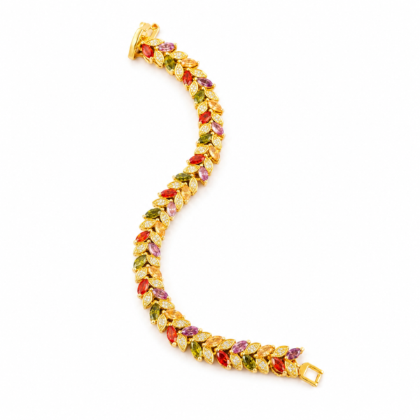 (23) ZL 0100001350 Multi Color Zircon Leaf Bracelet