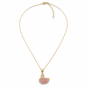 (4)ZL 02500450 Pink Swan Pendant Necklace for Women ZenviraLuxe