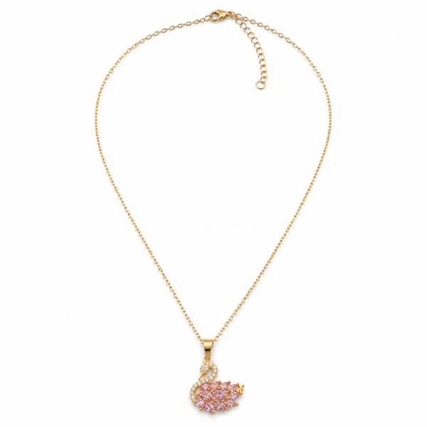 (4)ZL 02500450 Pink Swan Pendant Necklace for Women ZenviraLuxe
