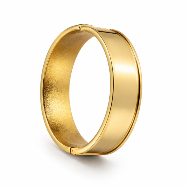 Gold Tone Wide Metal Bangle for Women