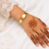 Gold Tone Wide Metal Bangle for Women