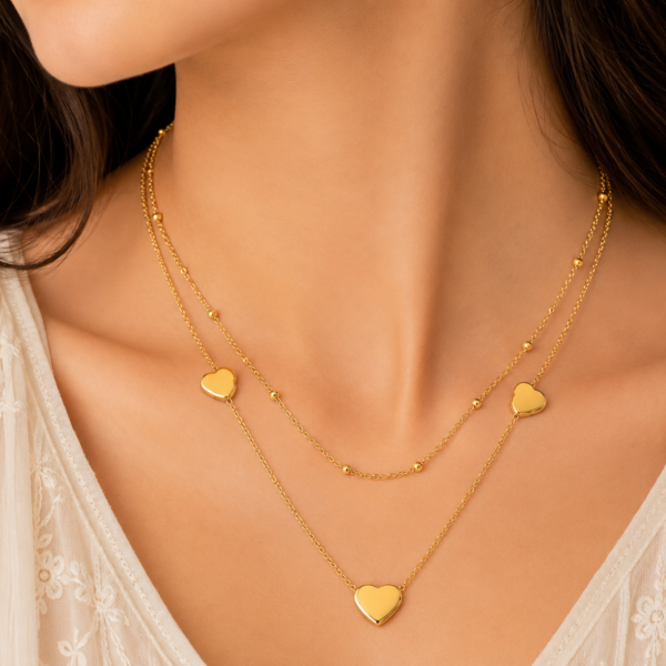 Layered Gold Heart Necklace for Women ZenviraLuxe