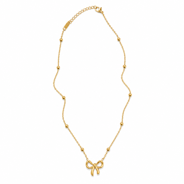 (9) ZL 02200450 Gold Bow Pendant Necklace for Women ZenviraLuxe