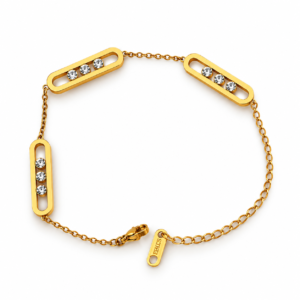 600 (1) Gold Crystal Bar Bracelet for Women