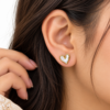ZL 350 (1) Gold Pearl Heart Stud Earrings for Women