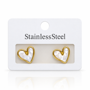 Gold Pearl Heart Stud Earrings for Women