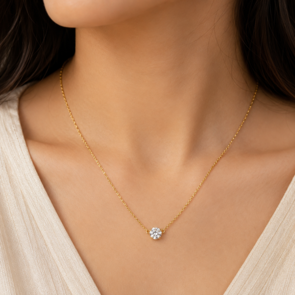 ZL 400 (3) Gold Solitaire Crystal Necklace for Women
