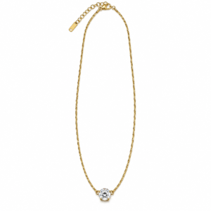 ZL 400 (4) Gold Solitaire Crystal Necklace for Women